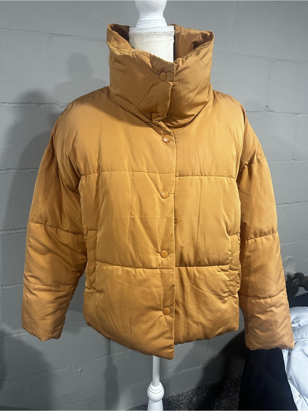 Free People Mustard Cropped Puffer Jacket